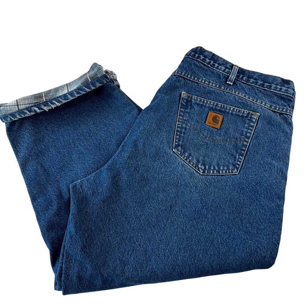 Carhartt Vintage Flannel Lined Blue jeans B21 DST Men’s size 44x27